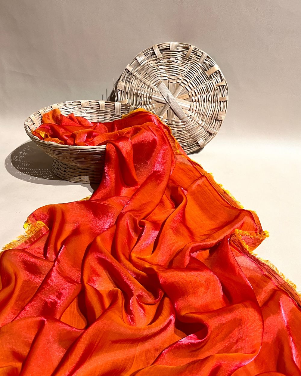 Plain Space Silk (Fendy Satin) Orange Colour 45 Inches Width