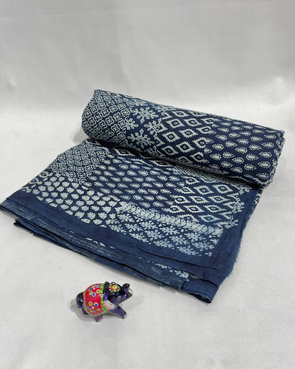 Hand Block Printed Cotton Indigo Blue Colour 44 Inches Width