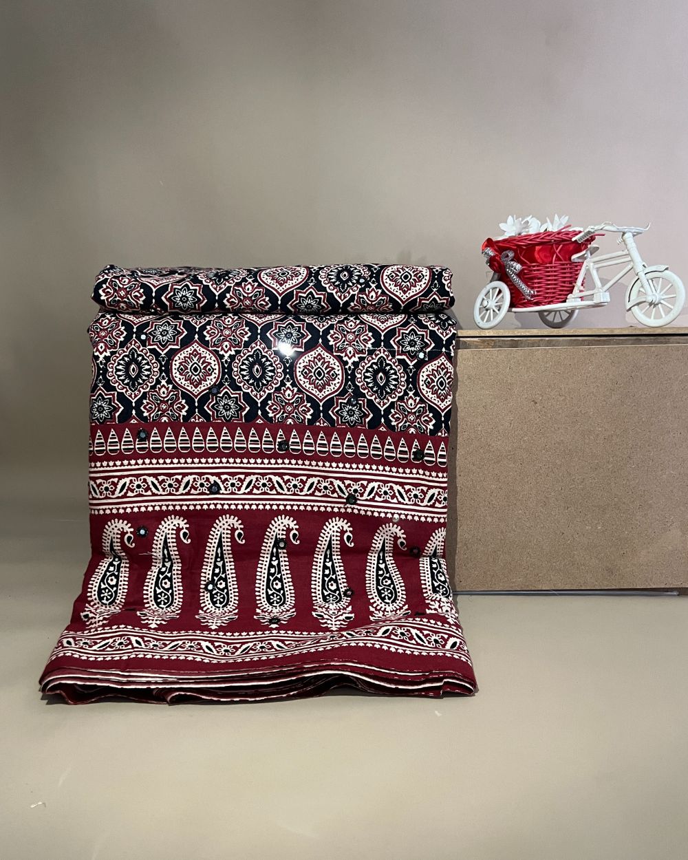 Cotton Abla Work With Border Black Colour 44 Inches Width