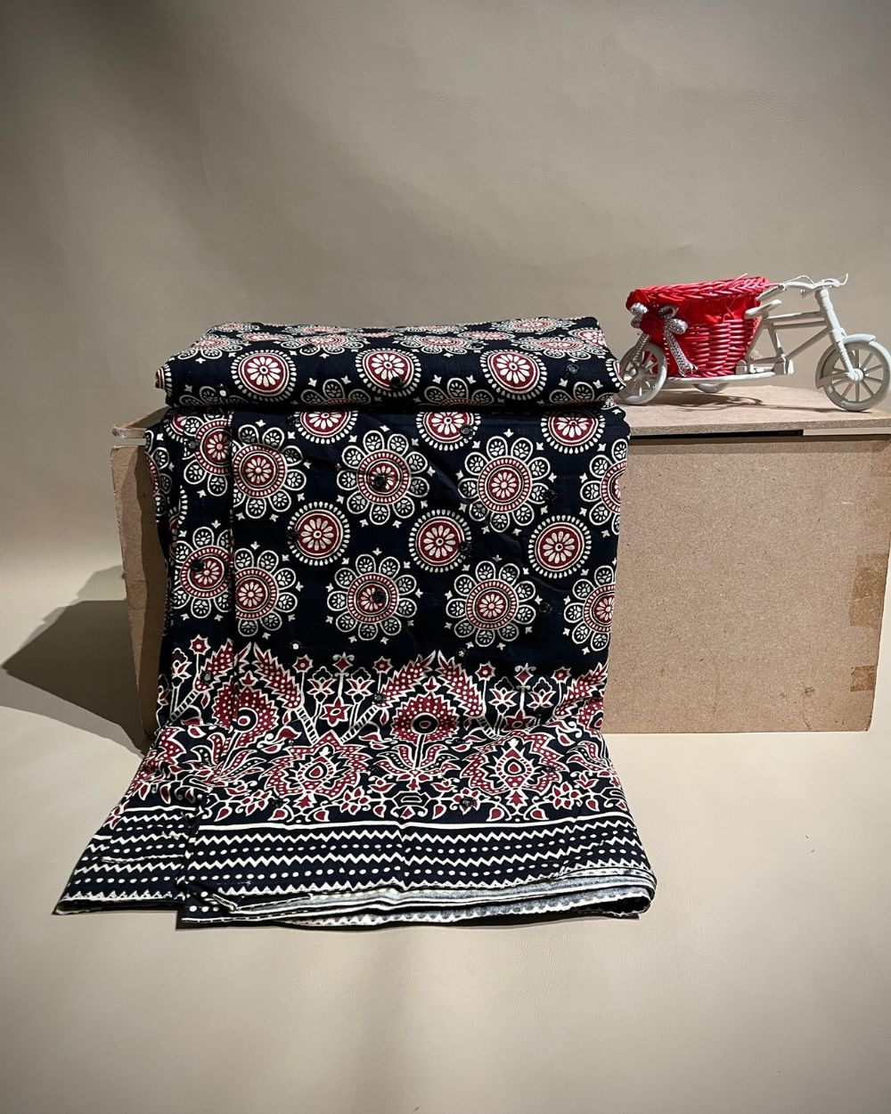 Cotton Abla Work With Border Black Colour 44 Inches Width