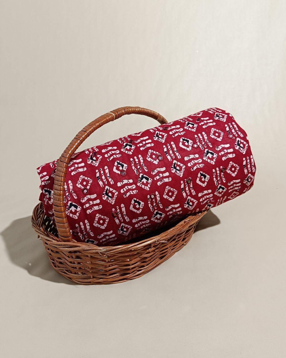 Cotton Abla Work Maroon Colour 42 Inches Width