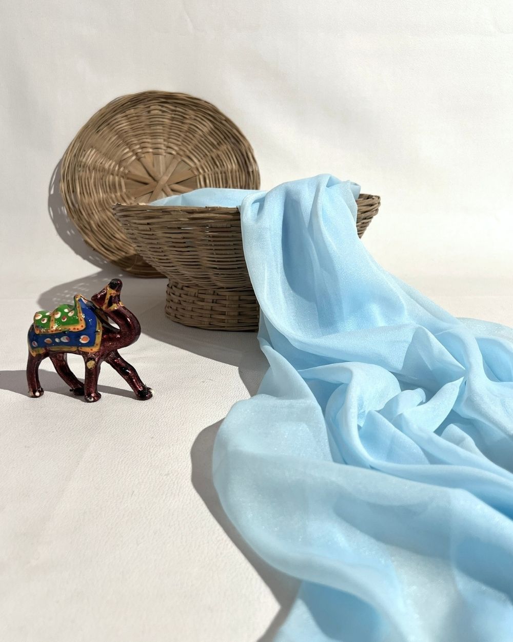 Plain Star Georgette Sky Blue Colour 44 Inches Width