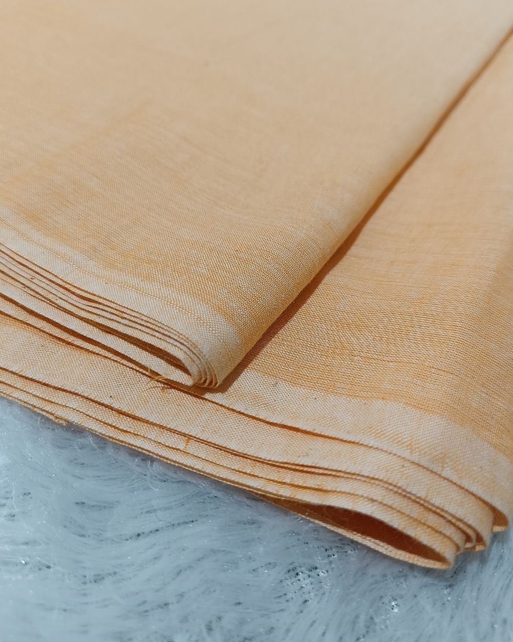 Plain Khadi Cotton Fabric Peach Colour 45 Inches Width
