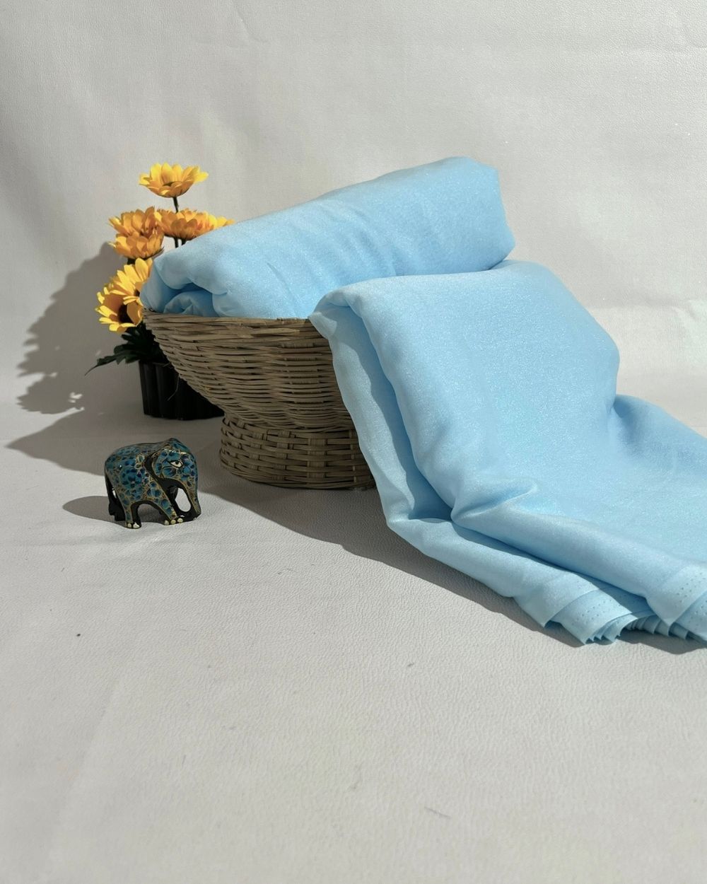 Plain Star Georgette Sky Blue Colour 44 Inches Width