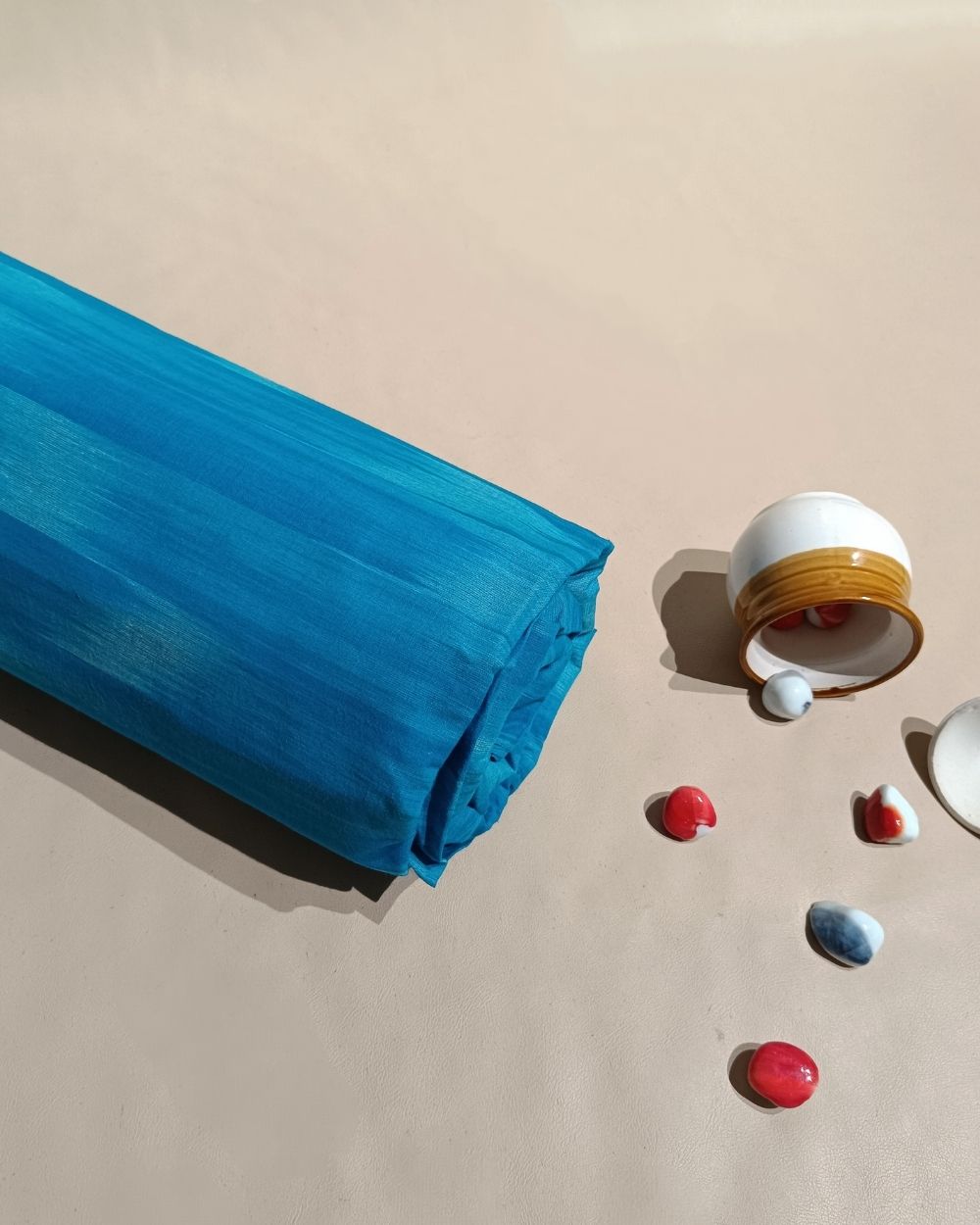 Woven Pure Cotton Ikat Sky Blue Colour 42 Inches Width