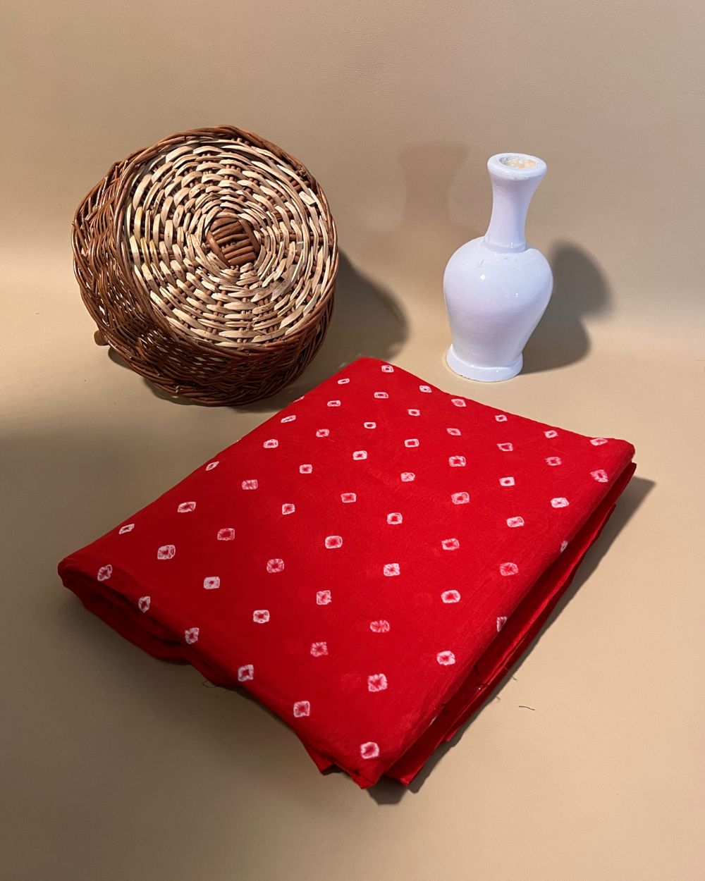 Pure Soft Cotton Bandhani Print Red Colour 44 Inches Width