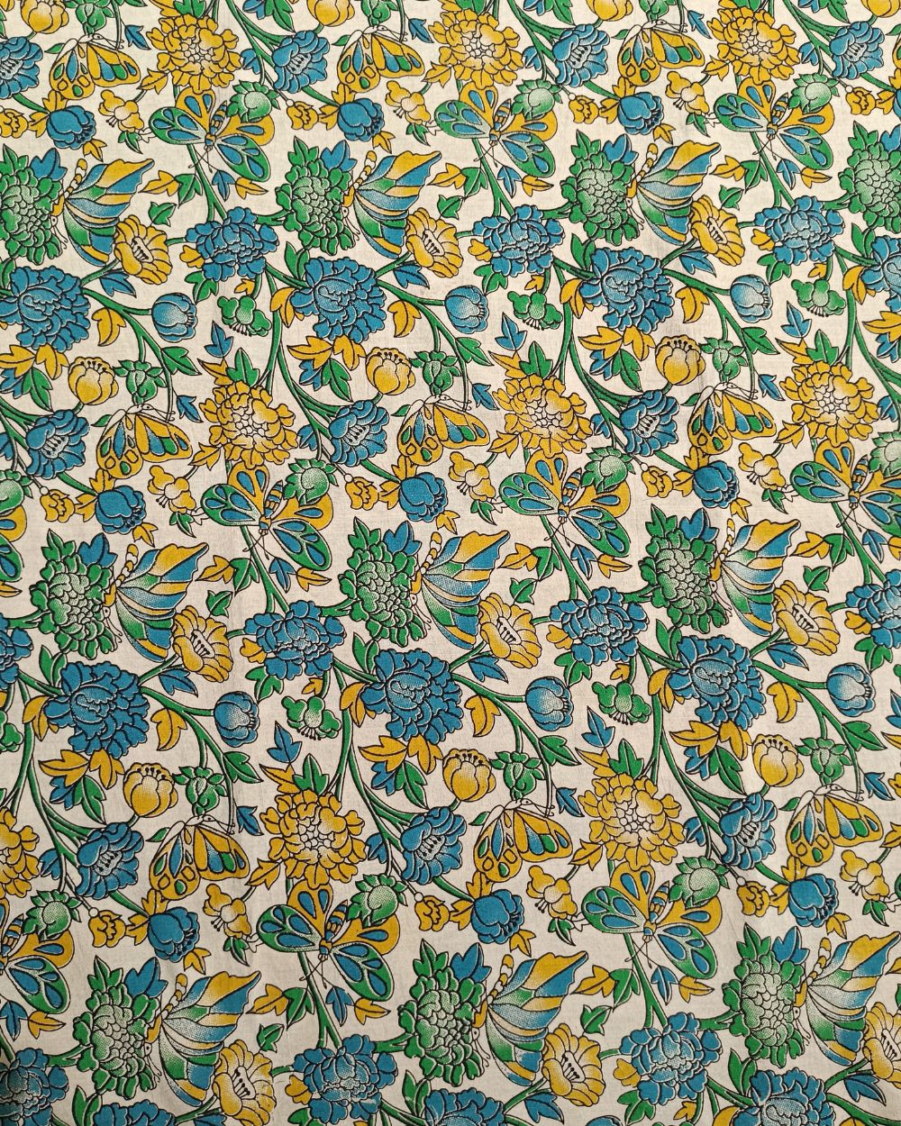 Hand Block Printed Cotton Kalamkari Cream Colour 46 Inches Width