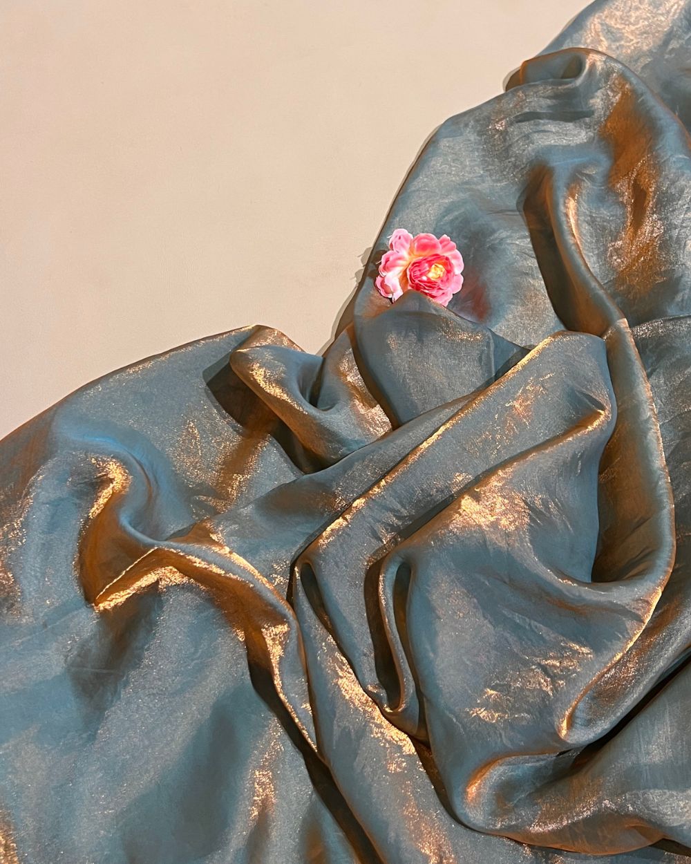 Plain Space Silk (Fendy Satin) Copper Blue Colour 45 Inches Width