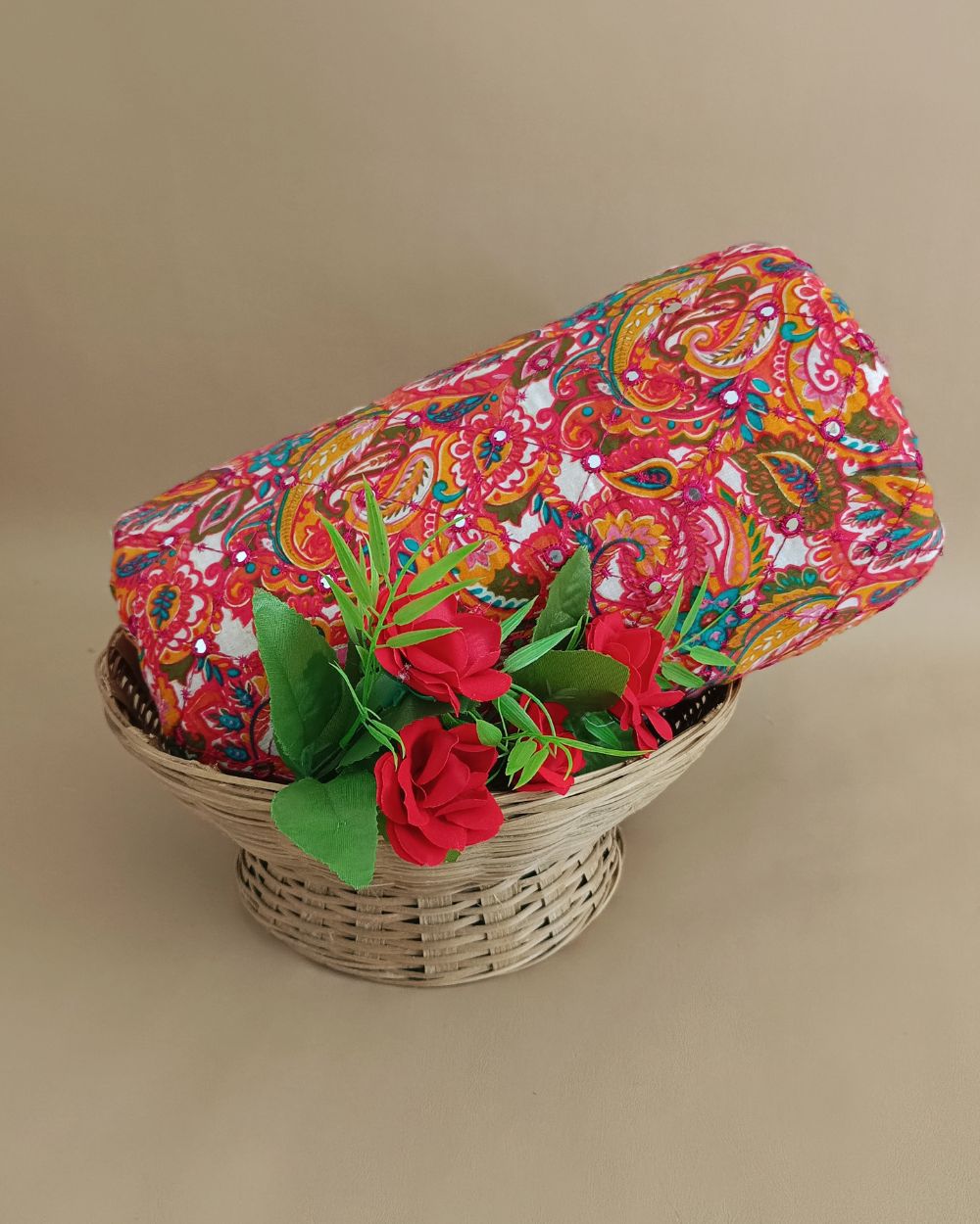 Cotton Abla Work with Foil Multicolor 42 Inches Width