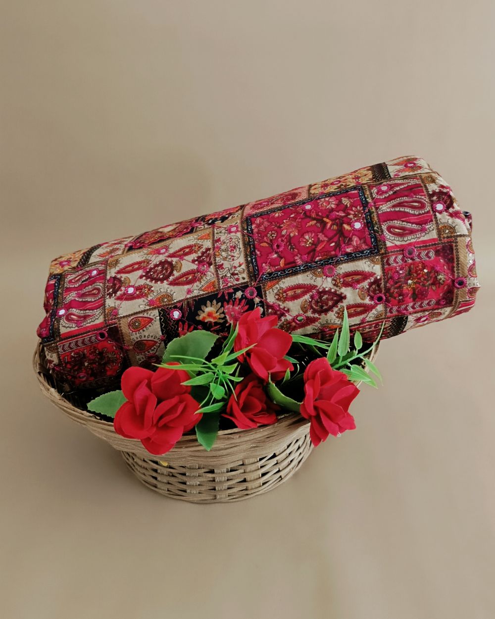 Cotton Abla Work with Foil Multicolor 42 Inches Width