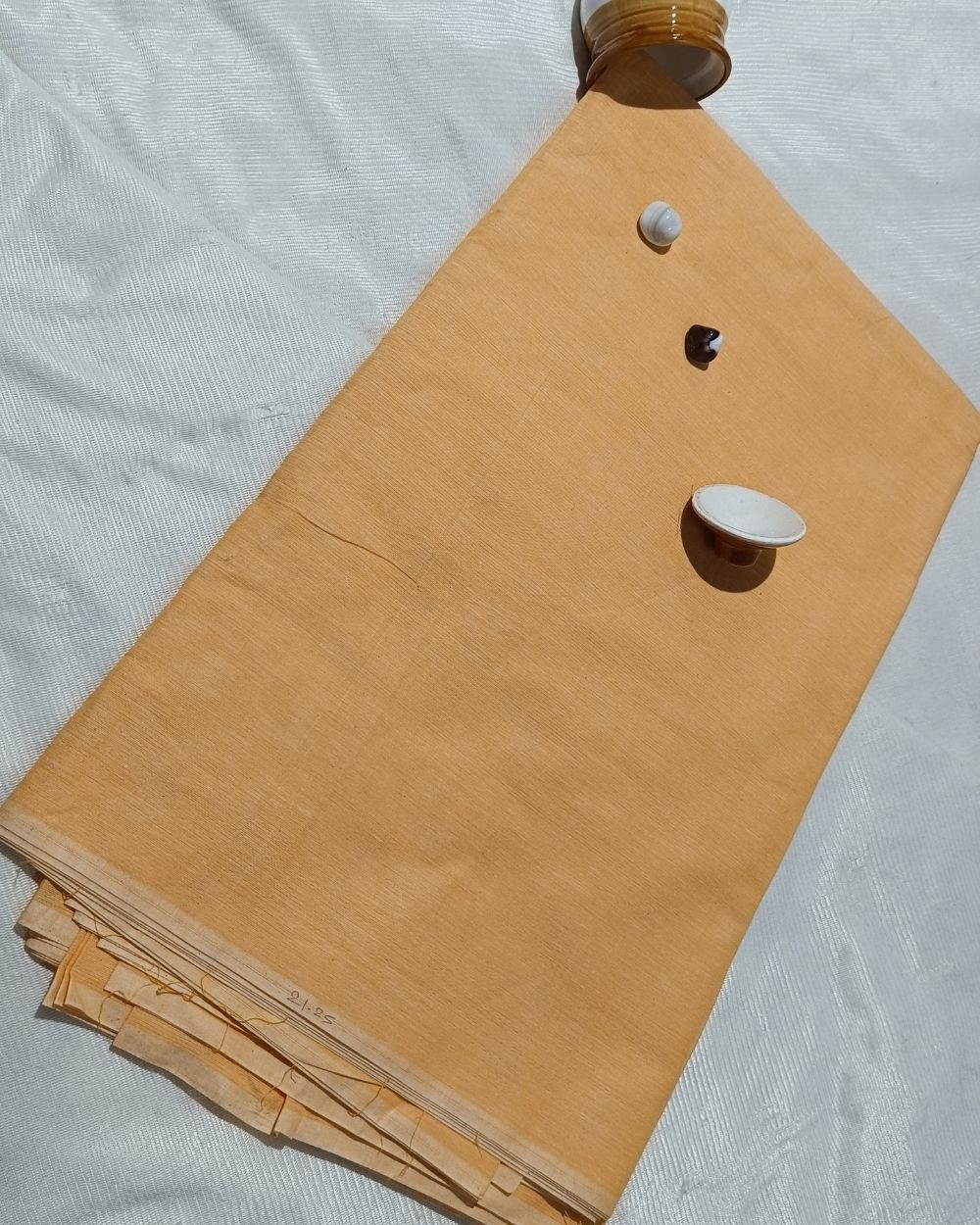 Plain Khadi Cotton Fabric Peach Colour 45 Inches Width