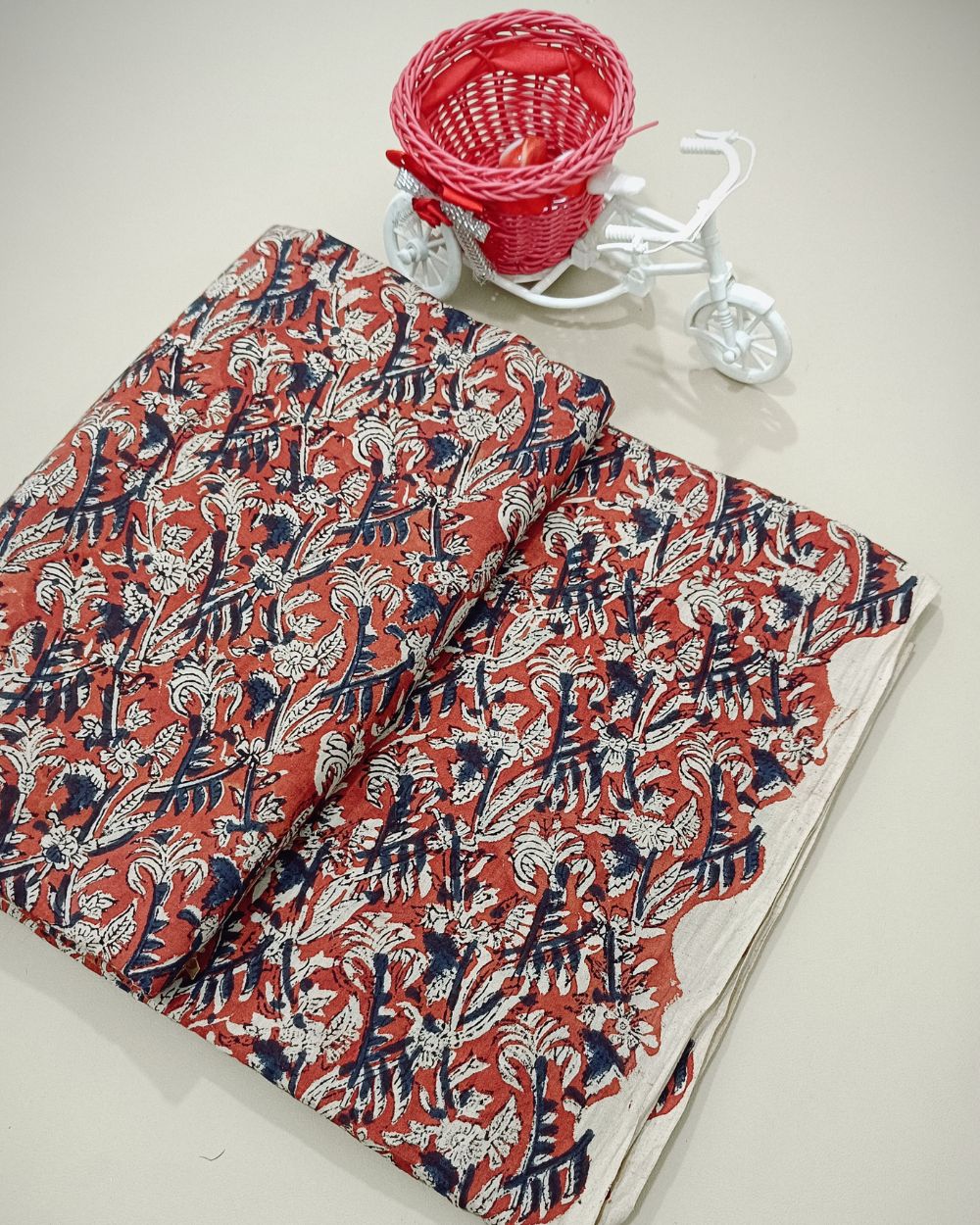 Bagru Hand Block Printed Cotton Red Colour 45 Inches Width