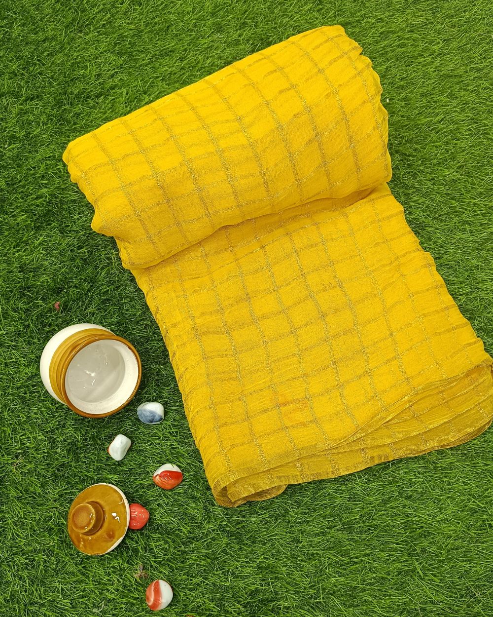 Viscose Work Yellow Colour 43 Inches Width