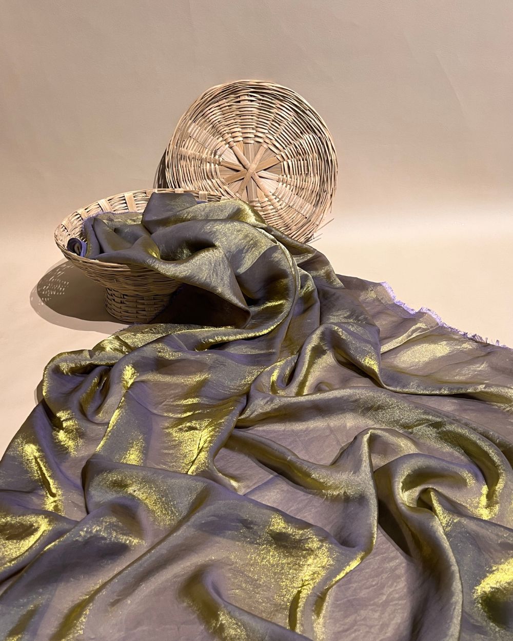 Plain Space Silk (Fendy Satin) Golden Grape Colour 45 Inches Width