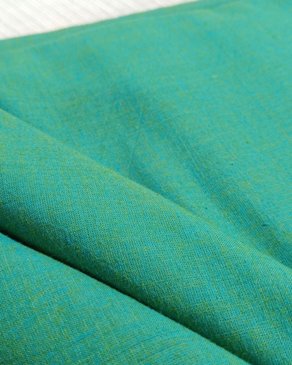Plain Khadi Cotton Fabric Turquoise Green Colour 45 Inches Width