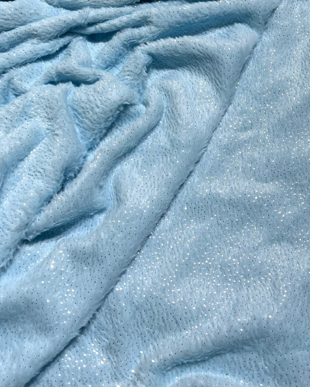 Imported Printed Foil Fur Sky Blue Colour 60 Inches Width