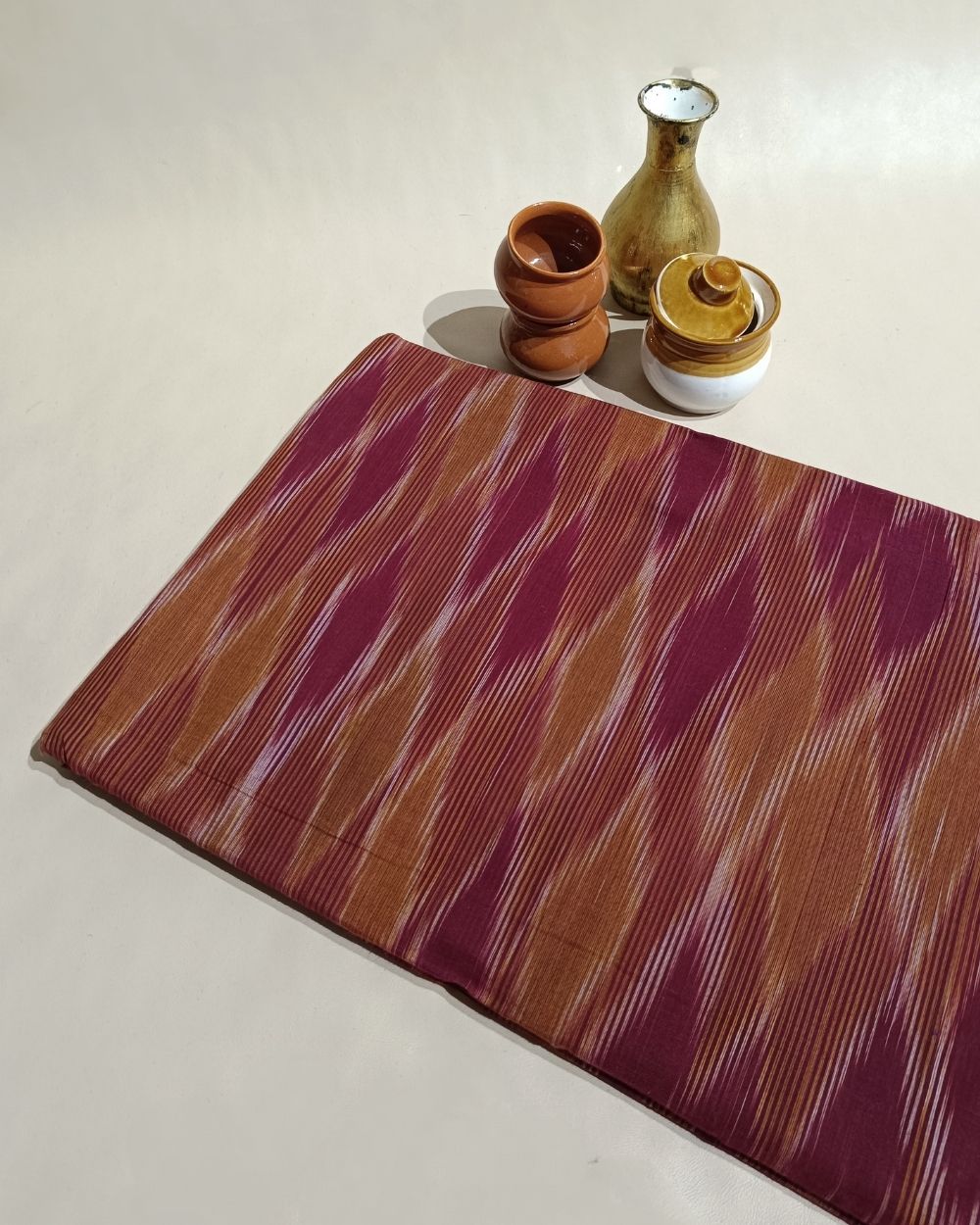 Woven Pure Cotton Ikat Maroon Colour 42 Inches Width