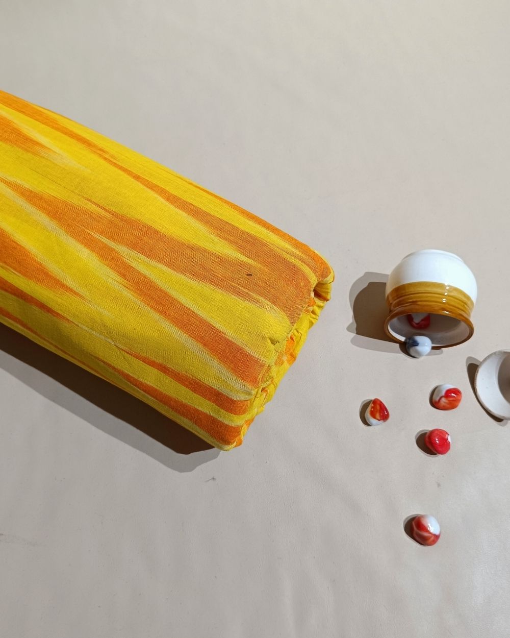 Woven Pure Cotton Ikat Yellow Colour 42 Inches Width