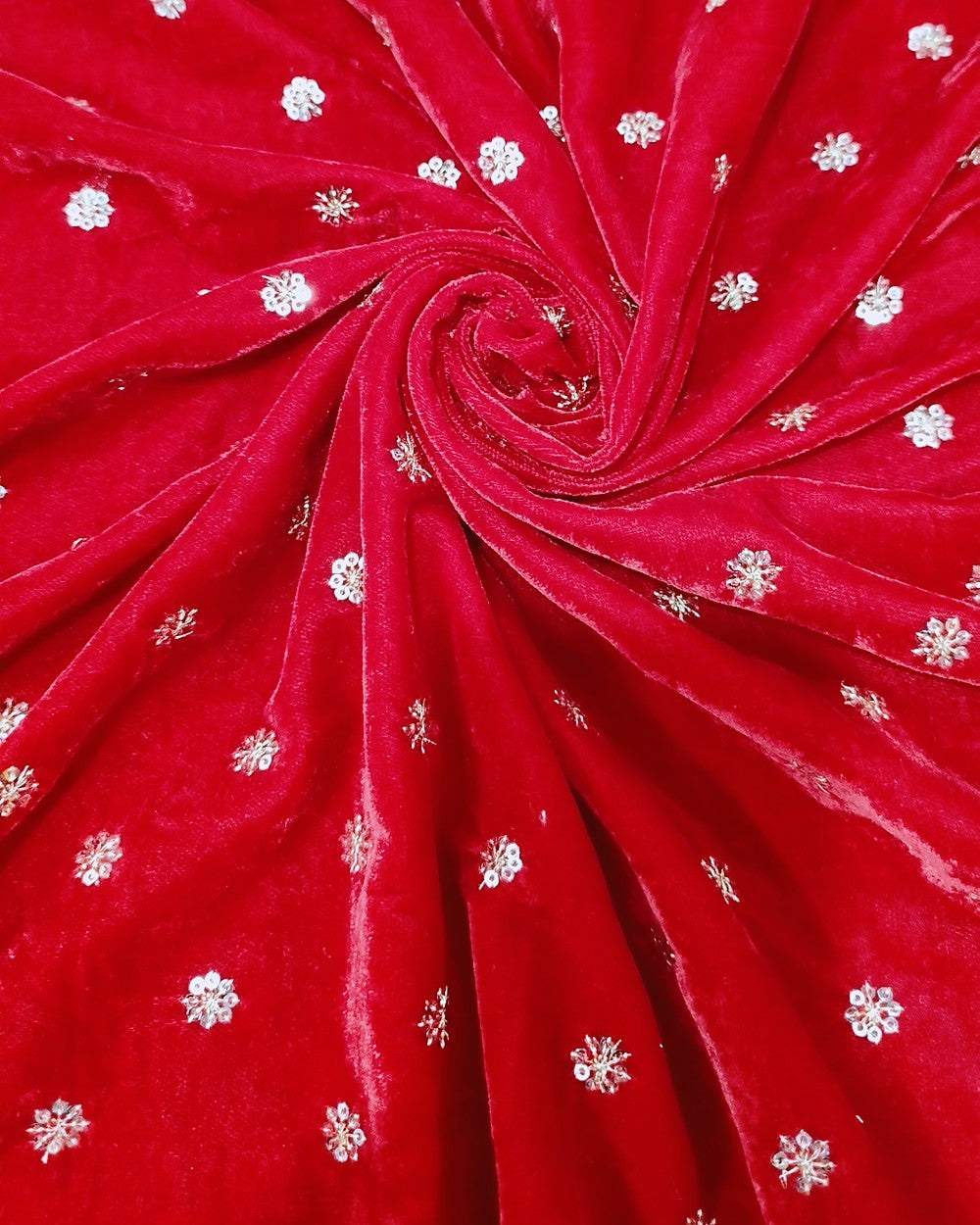 Velvet Work Red Colour 45 Inches Width