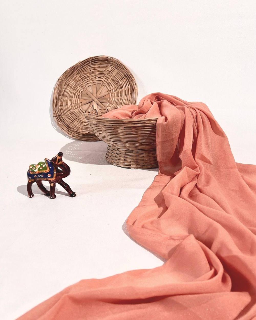 Plain Star Georgette Peach Colour 44 Inches Width