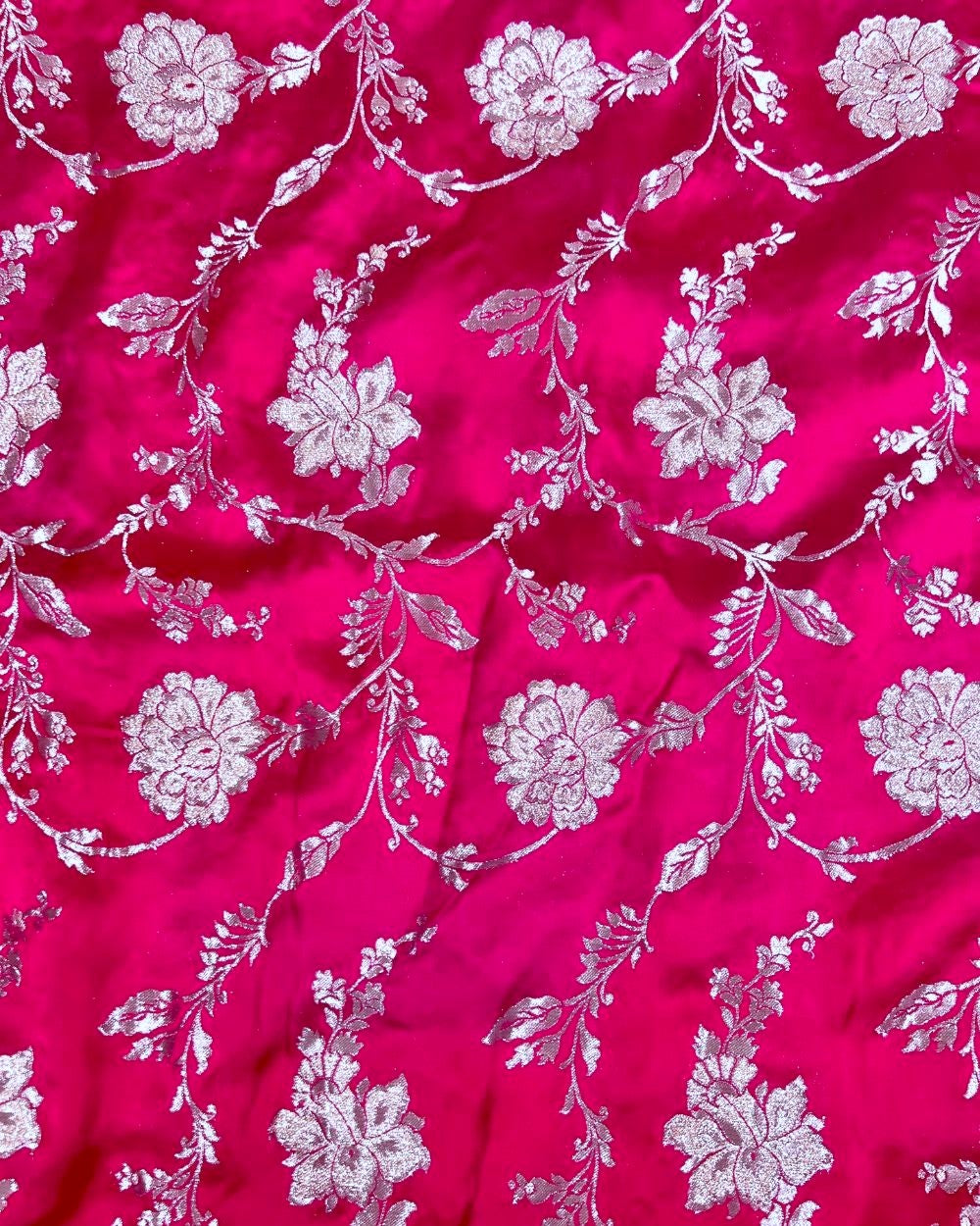 Premium Dola Silk Banarasi Rani Pink Colour 44 Inches Width