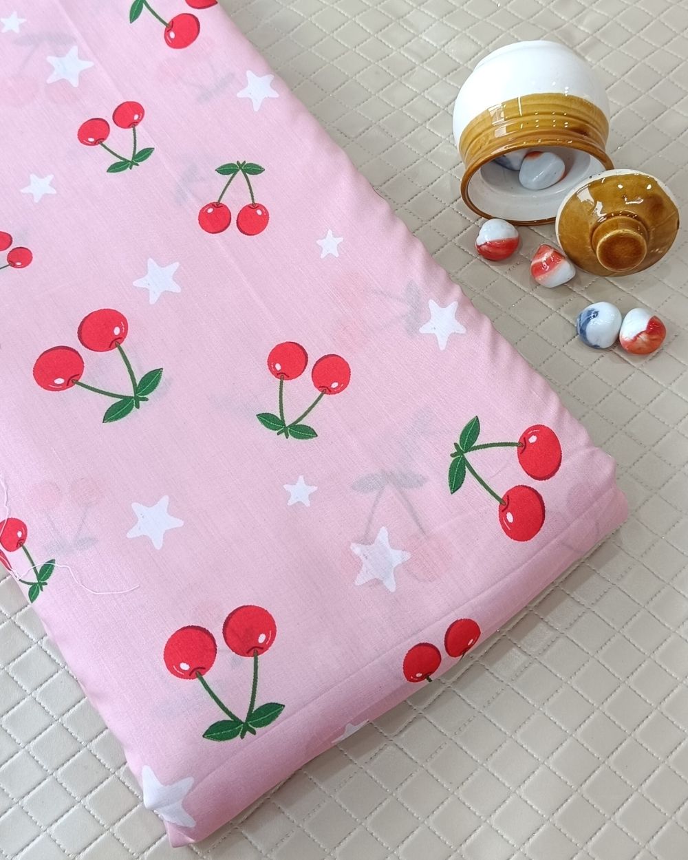 Soft Cotton with Kids Print (Baby/Nursery) Light Peach Colour 44 Inches Width