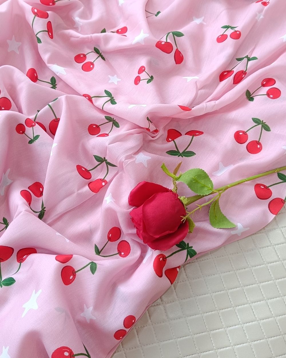 Soft Cotton with Kids Print (Baby/Nursery) Light Peach Colour 44 Inches Width