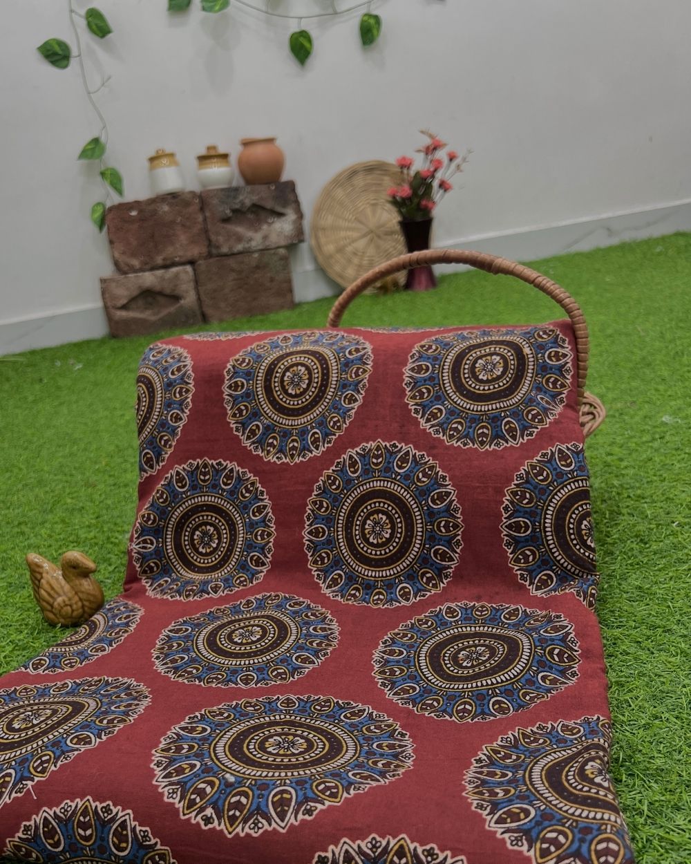 Hand Block Printed Cotton Kalamkari Maroon Colour 47 Inches Width