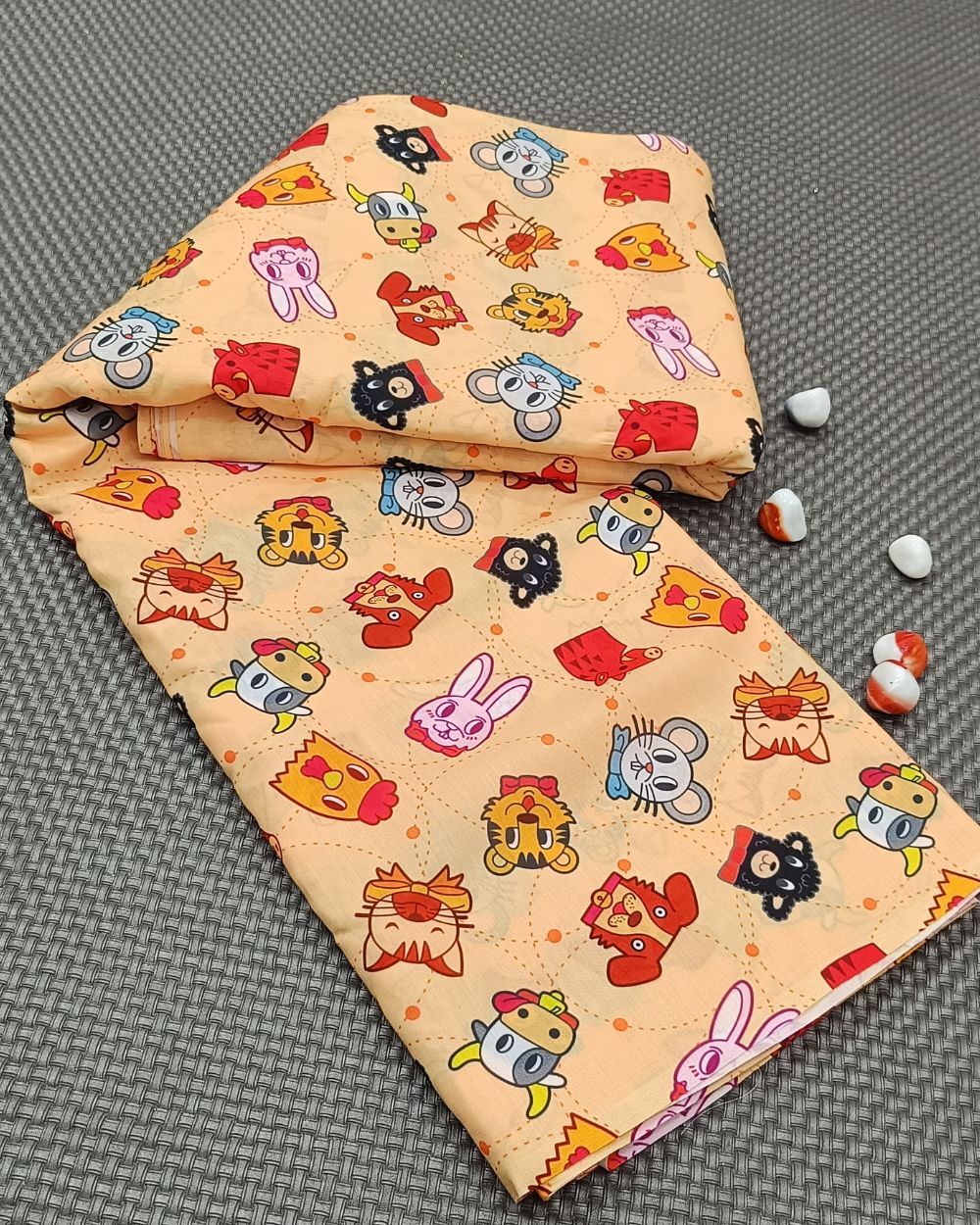Pure Soft Printed Cotton Peach Colour 44 Inches Width