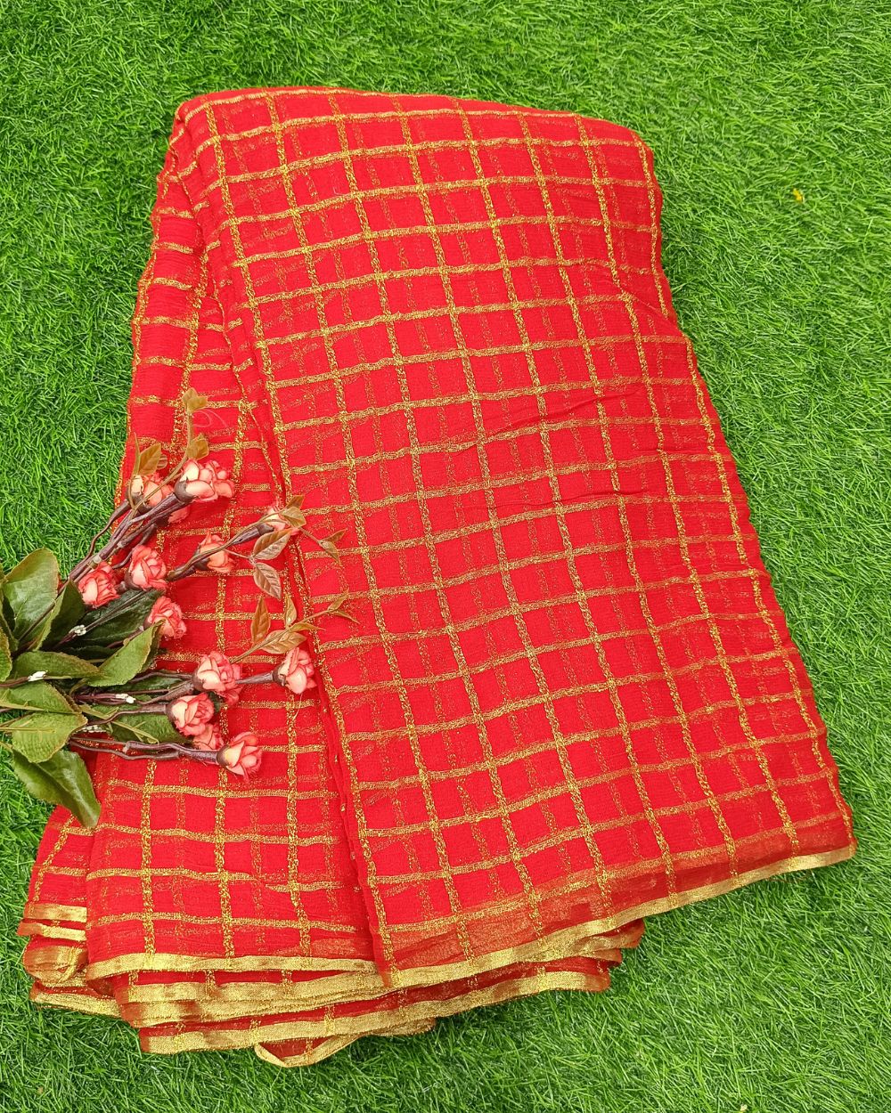 Viscose Work Dark Red Colour 43 Inches Width