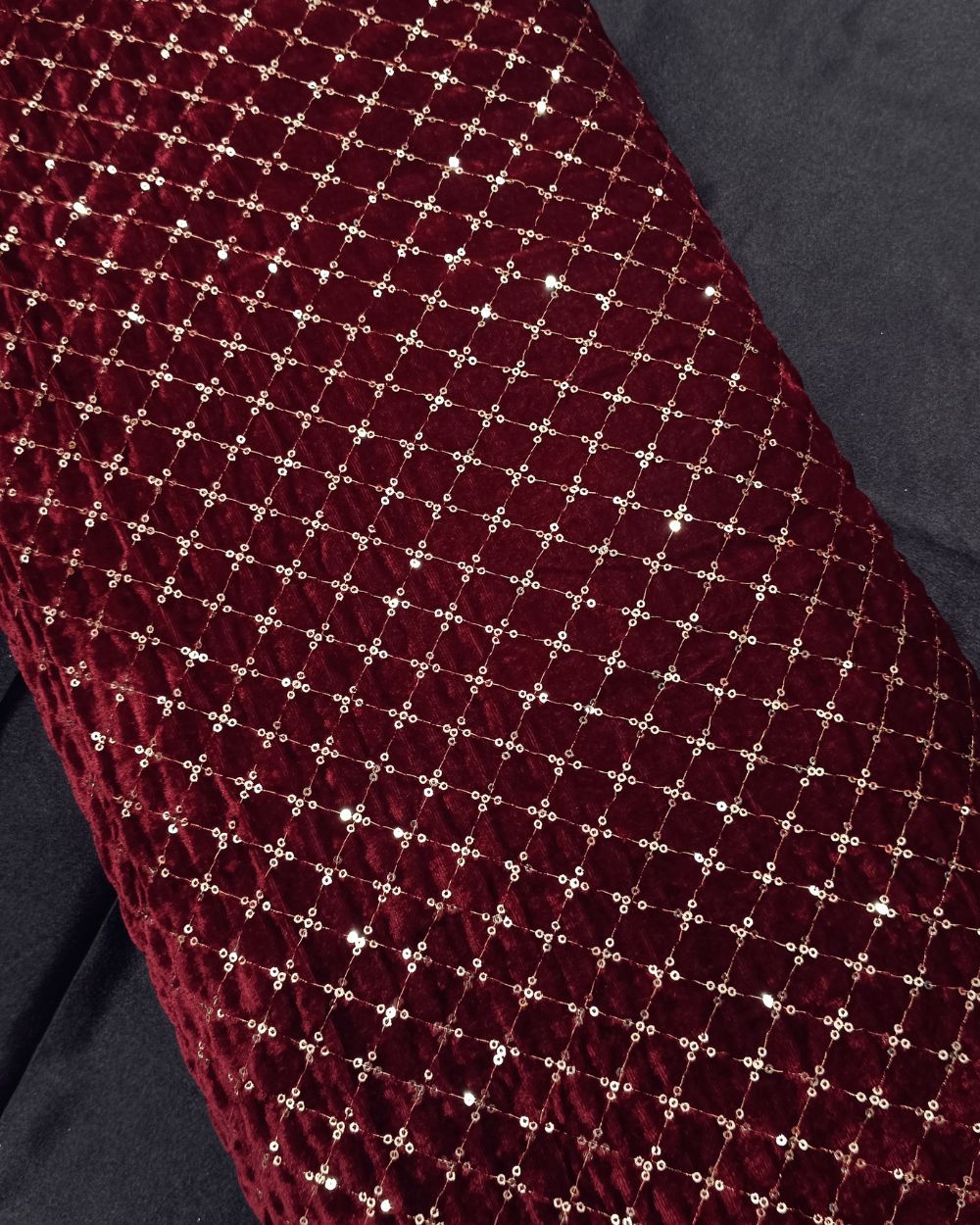 Velvet Work Maroon Colour 43 Inches Width