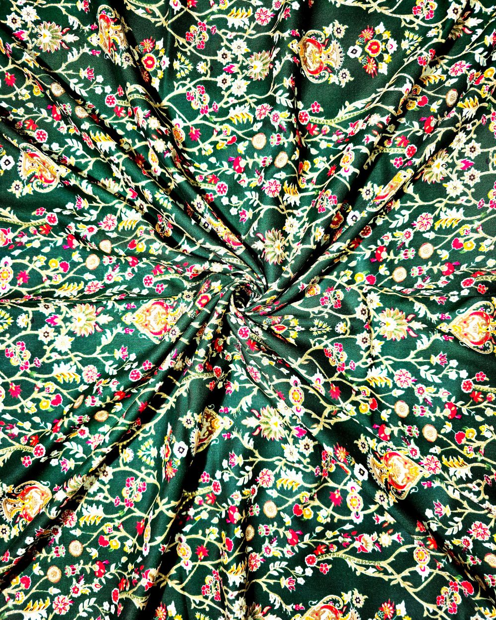 Rayon Foil Print Bottle Green Colour 45 Inches Width