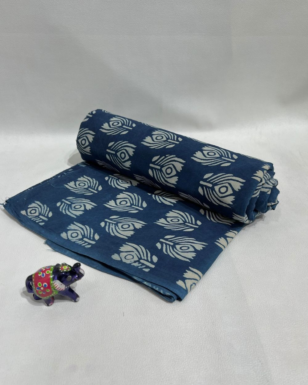 Hand Block Printed Cotton Indigo Blue Colour 44 Inches Width