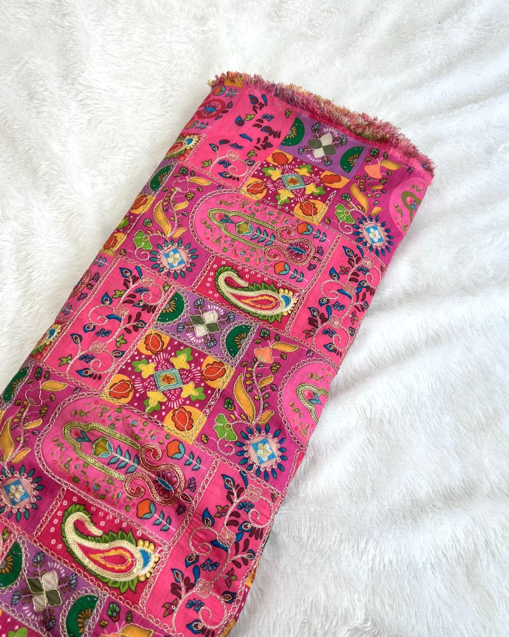 Mulberry Work Pink Colour 44 Inches Width