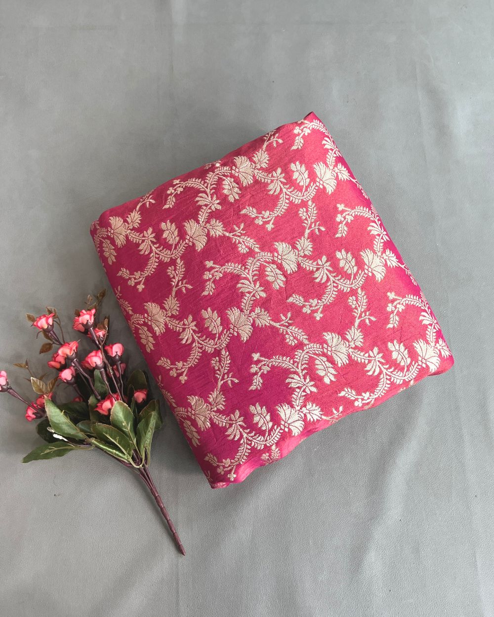 Cosmos Zari Work Dark Pink Colour 45 Inches Width