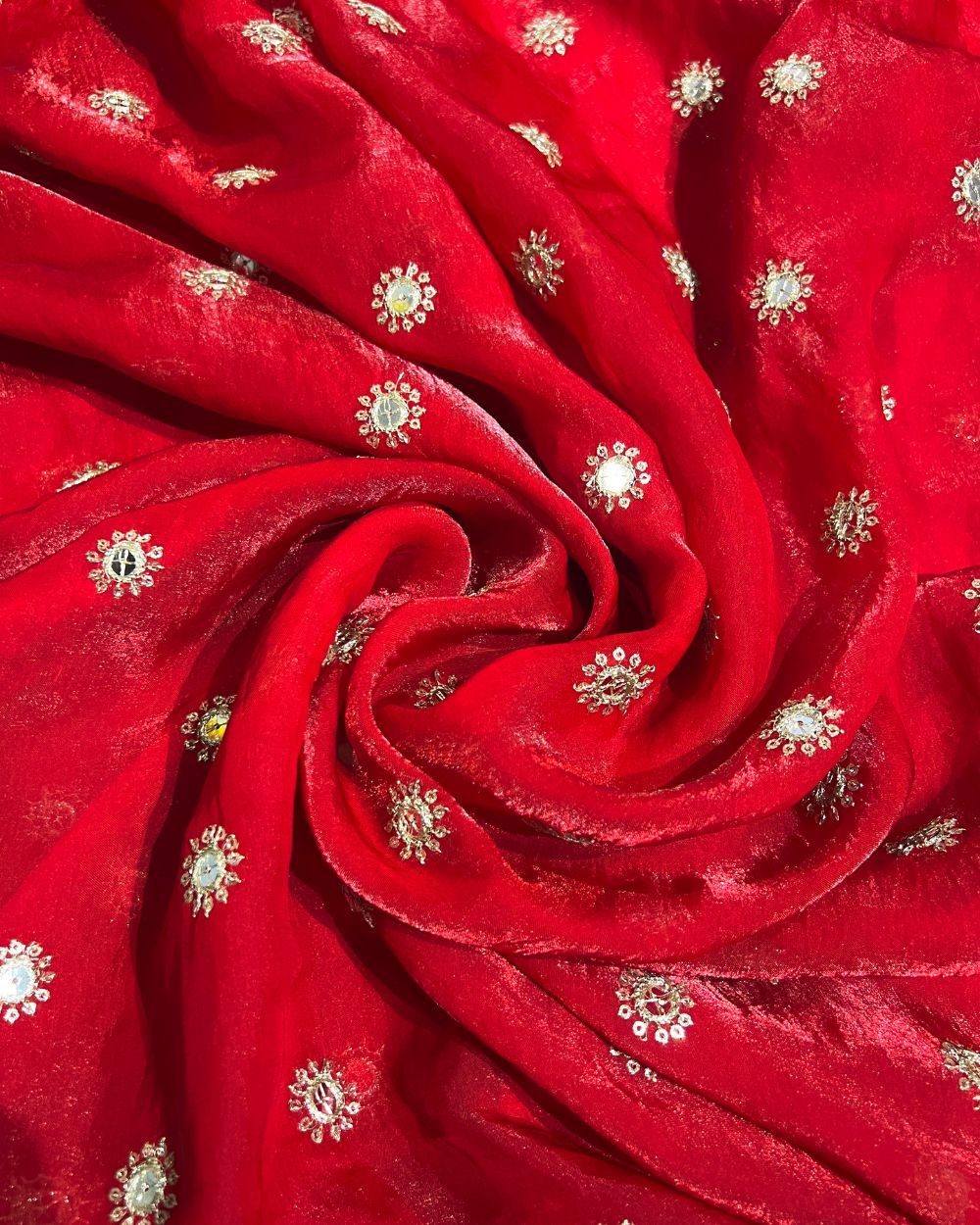 Space Silk Work Red Colour 46 Inches Width