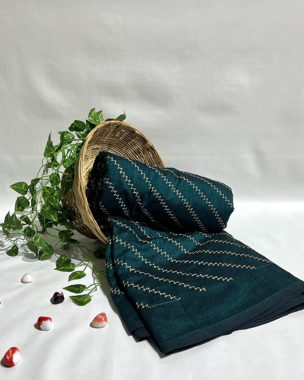 Vichitra Silk Work Peacock Green (Morpankhi) Colour 44 Inches Width