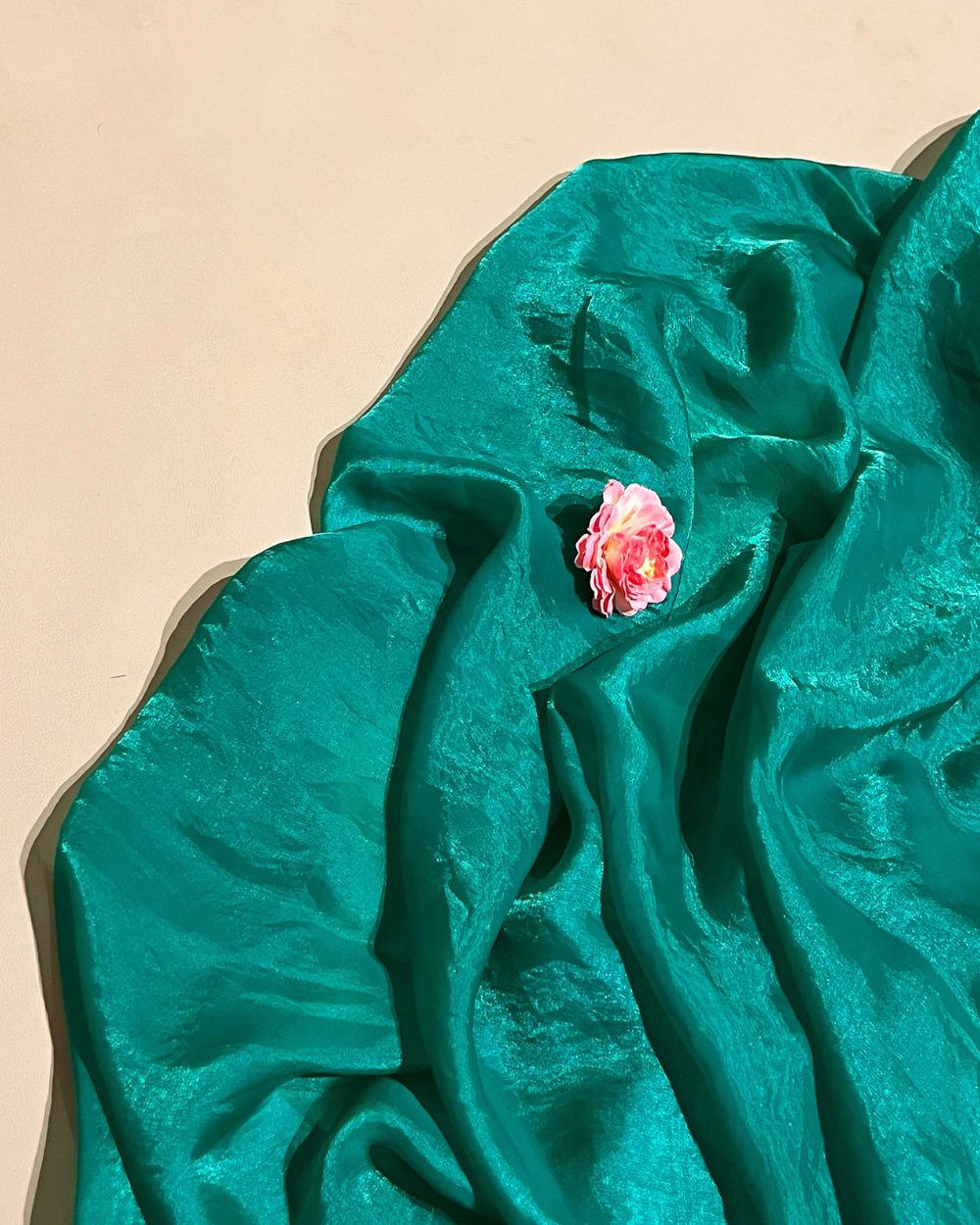 Plain Space Silk (Fendy Satin) Peacock Green Colour 45 Inches Width