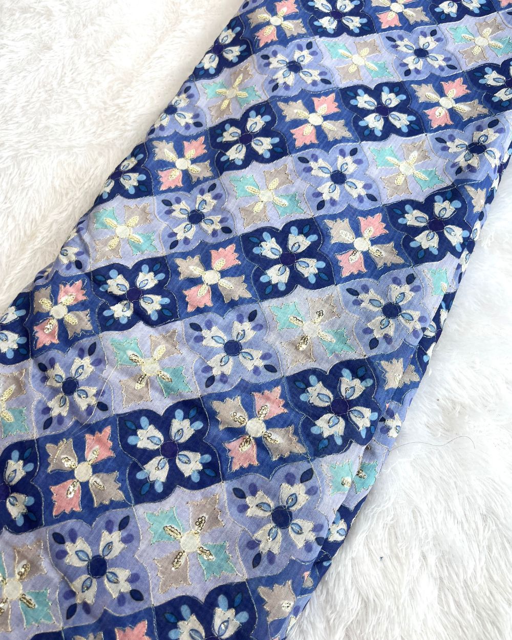 Cotton Silk Work Lavender Colour 46 Inches Width