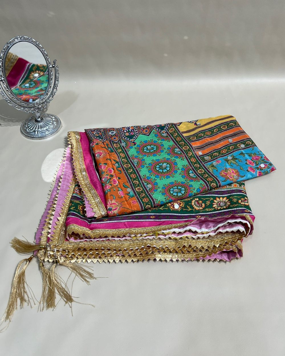 Chinnon Abla Work Dupatta Multicolor 42 Inches Width