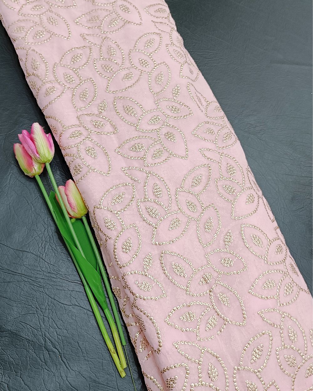 Georgette Work Baby Pink Colour 44 Inches Width