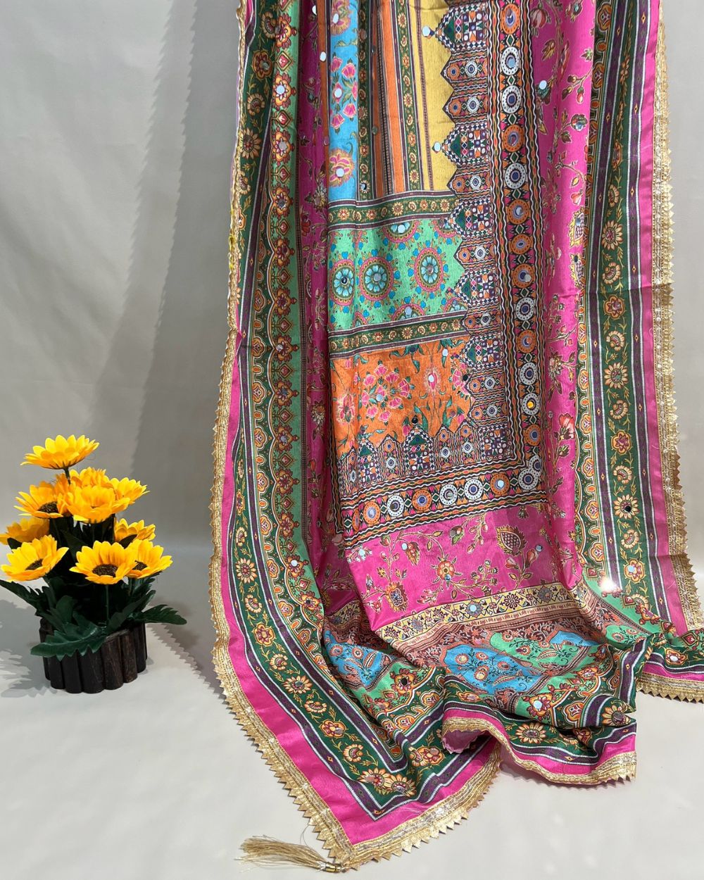 Chinnon Abla Work Dupatta Multicolor 42 Inches Width