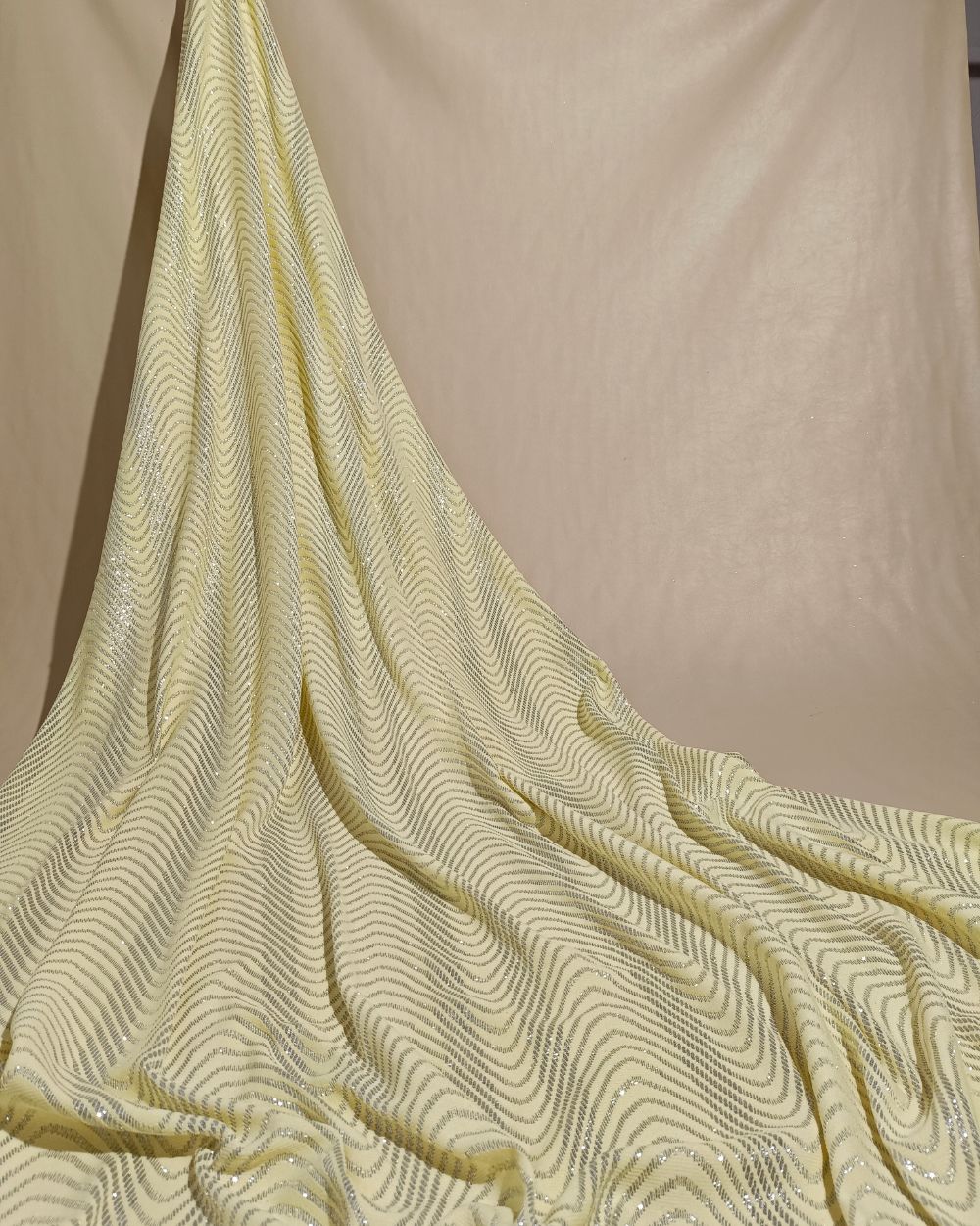 Imported Leheriya Sparkle Lemon Yellow Colour 58 Inches Width