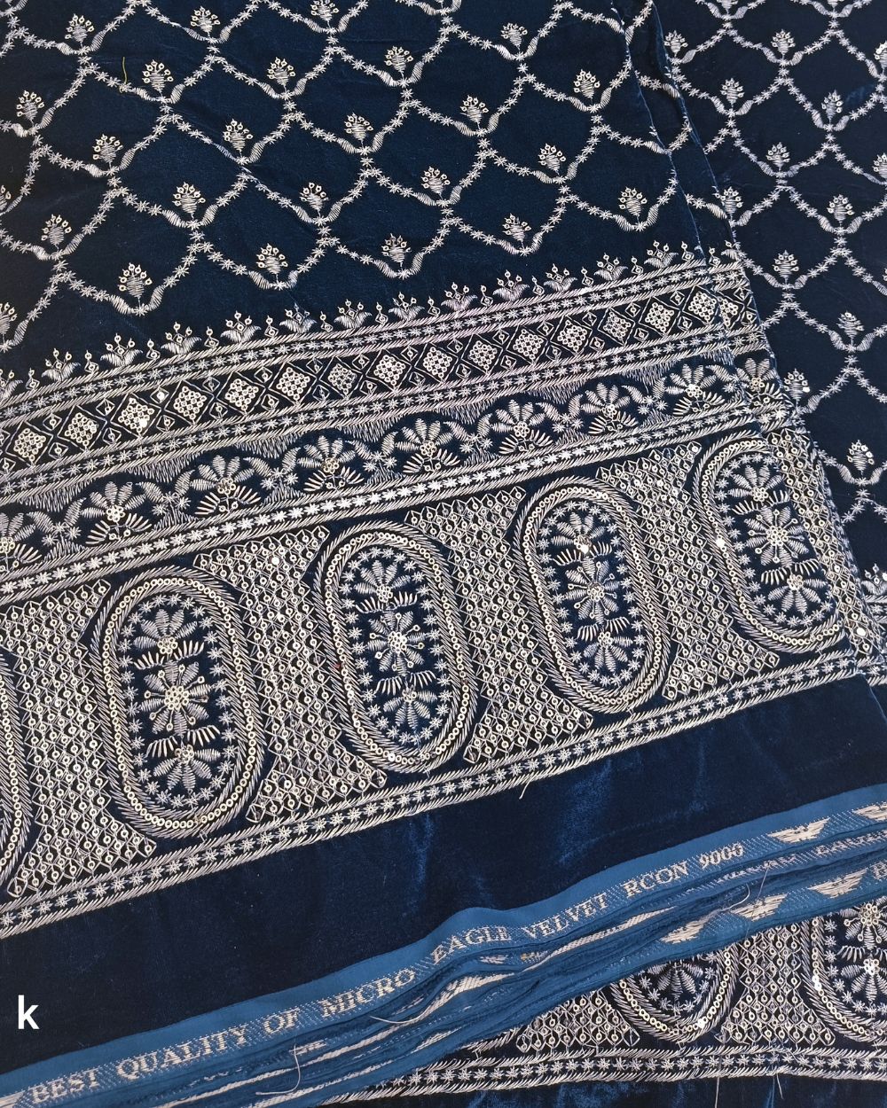 Border Velvet Work Kerosene Colour 55 Inches Width