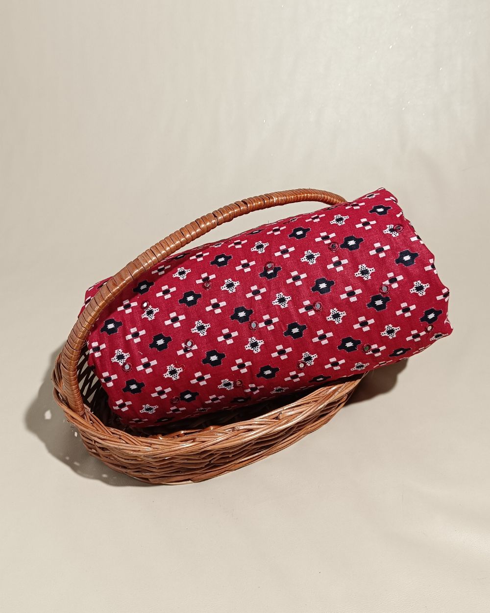 Cotton Abla Work Maroon Red Colour 44 Inches Width