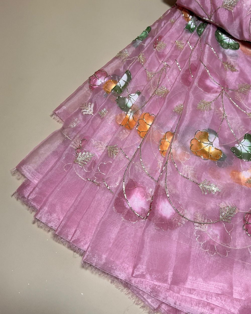 Premium Organza Work Light Pink Colour 45 Inches Width