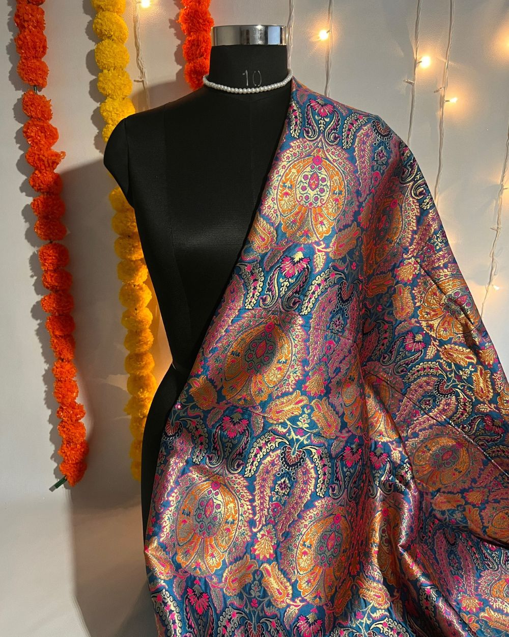 Jacquard Brocade Peacock Blue  Colour 46 Inches Width
