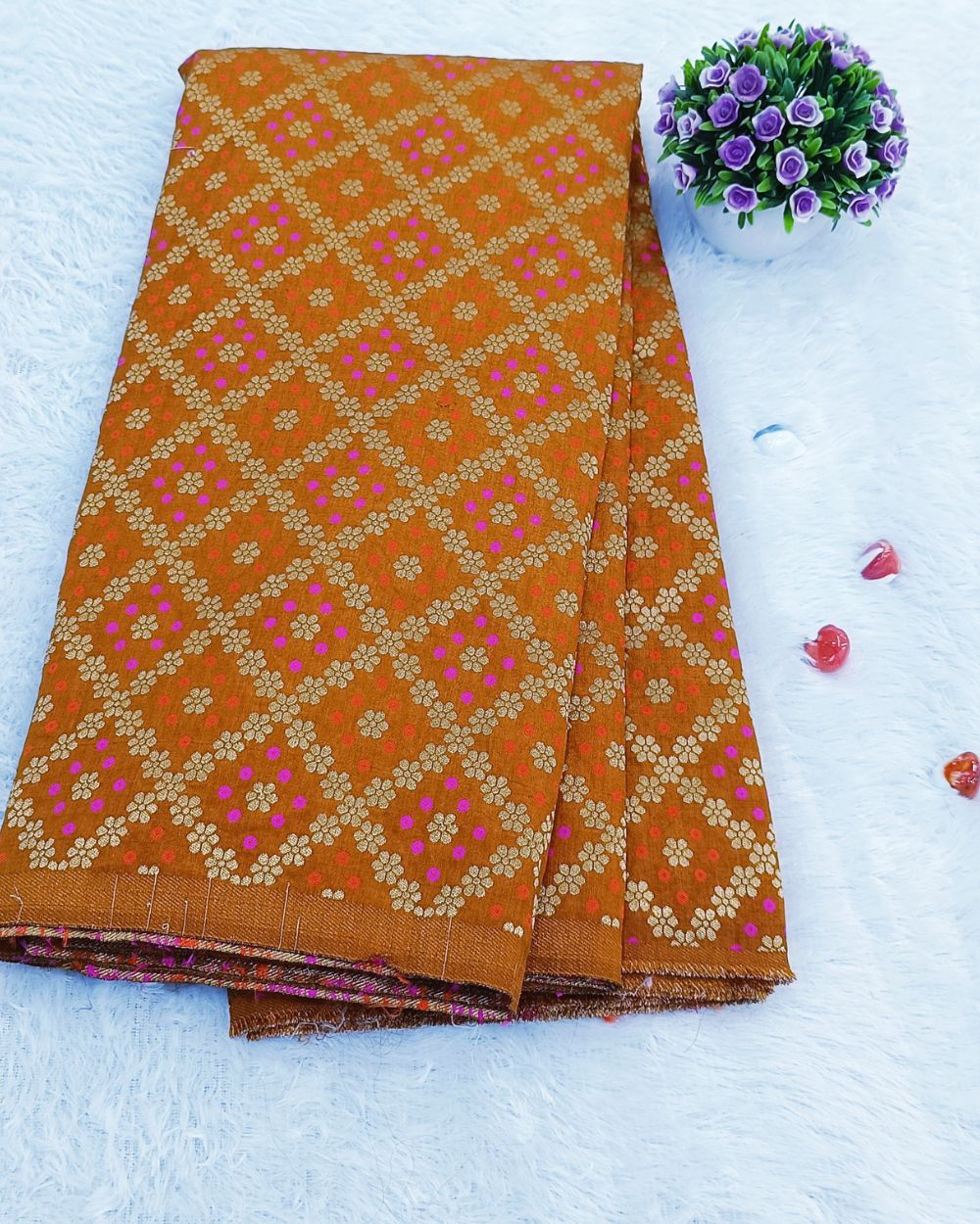 Banarasi Rusty Orange Colour 44 Inches Width
