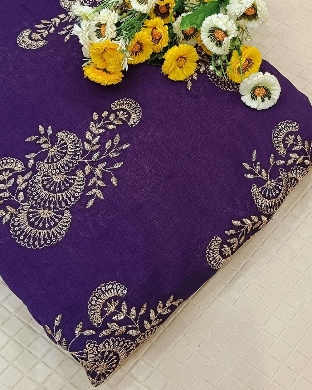 Jute Work Purple Colour 42 Inches Width