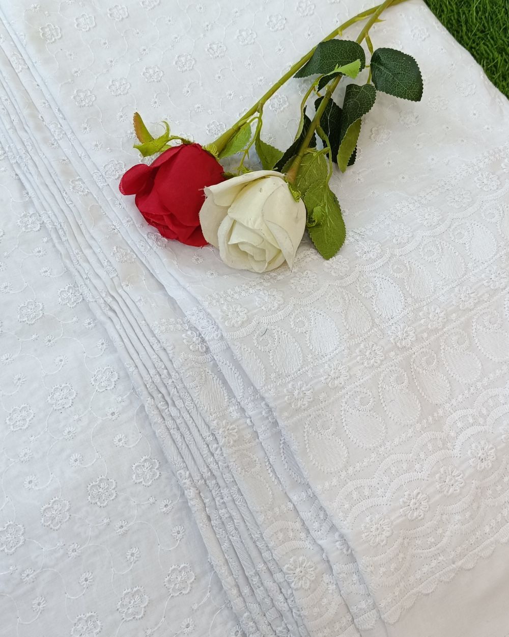 Chikankari Cotton With Border Work White Colour 44 Inches Width